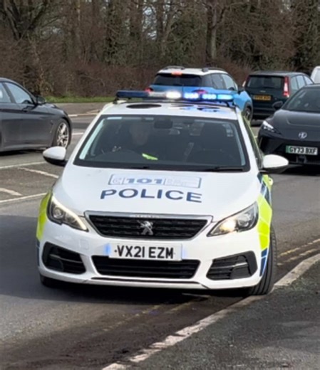 West Mercia Police 21’ Plate Peugeot 308 IRV belonging to the Response Policing Team as a pool vehicle giving a blue light demo in its way into STFC V. Swindon. Thanks officer!. 1X Peugeot 308SW #999 #emergencyservices #police #policecar #policeoftiktok