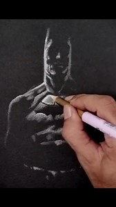 Silhouette of Batman Medium: Pastel pencils on black paper pad ... | Veri Apriyatno Artist