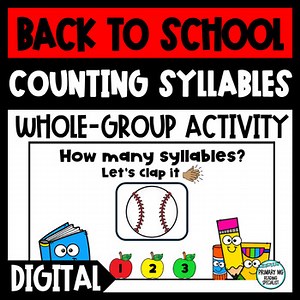 Back to School Counting Syllables PowerPoint Google Slides Digital Whole Group
