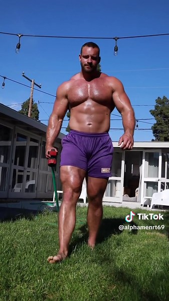 Brought the hose with him in case you got thrirsty looking at the amazing view #fyp #fypシ #men #muscle #beard #hairy #pecs #pecbounce #gay #flex #daddy #abs #sweaty #sweat #man #alpha #musclegod #musclebear