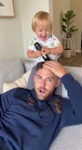 Toddler Gives Dad a Surprise Haircut 😂✂️ | Funny Parenting Moment#shorts #funnybaby
