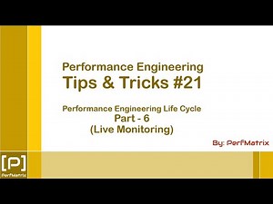 Performance Engineering Tip 21 - Performance Engineering Life Cycle - Part 6 - Live Monitoring