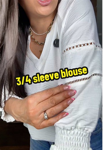 Replying to @annlinsky8 a beautiful lightweight 3/4 length sleeve top! @DOKOTOO-US #springtop #blouse #dresstop #smockedsleeve #threequartersleeve