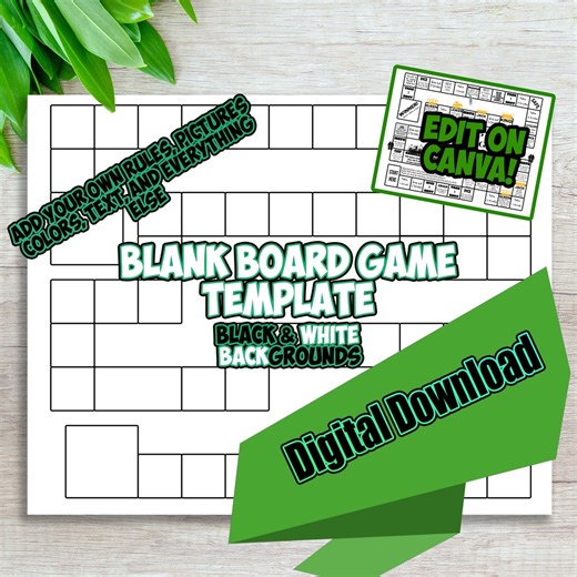DIY Blank Board Game Template, Canva & Photoshop, PDF PNG (digital Download) - Etsy