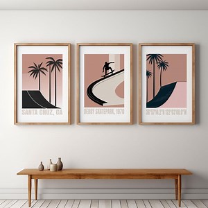 Skateboard Poster Set – Minimalist Wall Art With Surf and Skate Motifs - Etsy