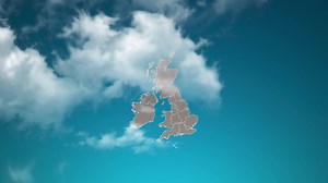 Download united Kingdom country map with zoom in Realistic Clouds Fly Through. camera zoom in sky effect on england map. Background Suitable for Corporate Intros, Tourism, Presentations. for free