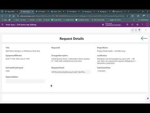 Engineering Change Request (ECR) System | Microsoft Power Platform & Planner