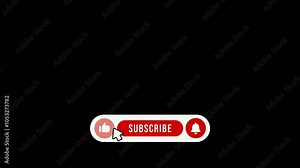 Pop up youtube like subscribe and bell icon cursor animation button clicked, call to action animating Motion graphic with alpha channel background