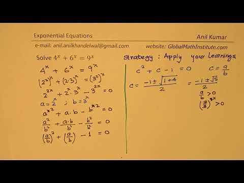 Solve 4^x+6^x=9^x Difficult Exponential Equation to solve