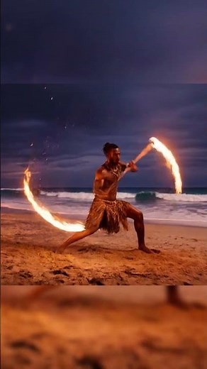 Fire Staff Mastery 🔥 Tribal Rhythm on the Beach