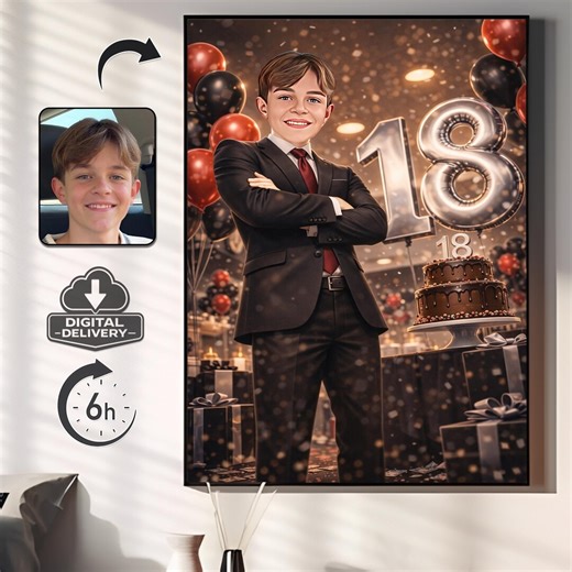 Custom 18th Birthday Caricature Portrait, Personalized Boy Gift (digital Download) - Etsy