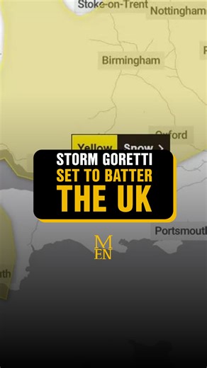 Storm Goretti is set to hit the UK with heavy rain, snow and winds ❄️ A yellow weather warning of snow across England and Wales will also come into effect from 3pm on Thursday, and will last until noon on Friday #manchestereveningnews #snow #storm | Manchester Evening News