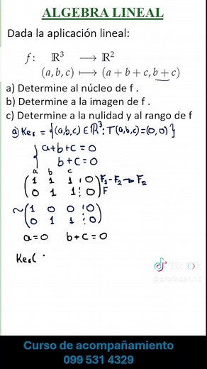 Núcleo e imagen de una transformación lineal. #profedan #algebralineal #ingenieria #epn #espe