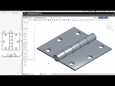 OnShape 3D Modeling Hinge Tutorial Exercise