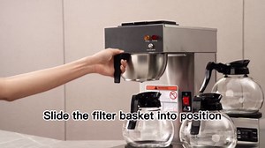 SYBO 12-Cup Commercial Coffee Maker, Pour Over Drip Coffee Maker Brewer with 3 Lower Warmers and 3 Glass Decanters, Stainless Steel Cafetera