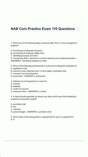 NAB Core Practice Exam 110 Questions answers3