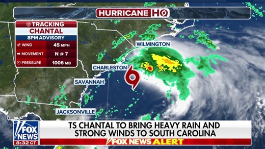 Tropical Storm Chantal is expected to make landfall in South Carolina within the next few hours, FOX News Correspondent Marianne Rafferty reports. | Fox News