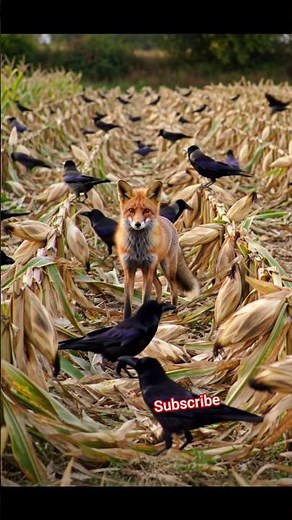 Clever Fox Tricks the Crows 🦊🌾 | Epic USA Nature Short #shorts