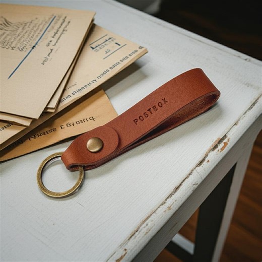 Tan Personalised Leather Keychain – Hand-stamped Text, Loop Key Fob - Etsy