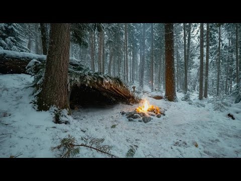 Cought in a WIND and SNOWSTORM / Build SURVIVAL PRIMITIV SHELTER