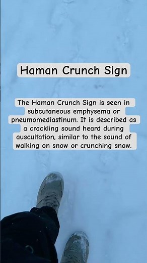 The Haman Crunch Sign is seen in subcutaneous emphysema or pneumomediastinum.