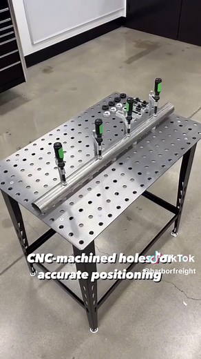 The Titanium 36” x 24” Modular Welding Table with Welding Fit-Up Kit can be used on an existing work surface or converted to a stand-alone table. Priced at only $189.99. #HarborFreight #Welding #Welder