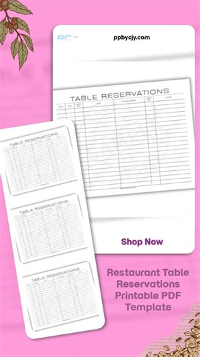 Every meal is a moment to cherish! 🍽️✨ Elevate your dining experience with our Restaurant Table Reservations Printable PDF Template! Designed to keep you organized and stress-free, this easy-to-use template helps you manage your reservations seamlessly. 🎉 From charming dinner dates to lively celebrations with friends, it's the perfect companion for a joyous outing! At just $1.99, you're investing in effortless planning and memorable moments. 💖🥳 Don't miss out—grab yours today and start reser