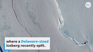 It looks man-made, but it's not! This rectangle-shaped iceberg is thought to have broken off from the Larsen C ice shelf. https://bit.ly/2Scl0Uv | USA TODAY Video