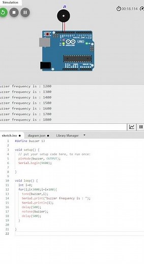 How to use buzzer at different frequency by arduino. #arduino #buzzer #circuit #code #frequency