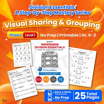 Division Worksheets Intro Sharing & Grouping | No Prep Math K-2 (L1)