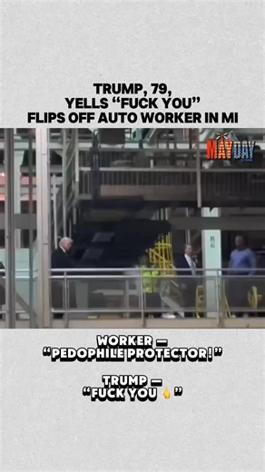 Trump yells “FUCK YOU” at Detroit Auto Worker, flashes obscene gesture. Will @kristen.welker and @kaitlancollins be asking the President if his language is “appropriate” or “offensive” or just Democrats? | The Mayday Network