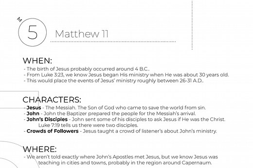 Matthew 11 Summary - Quick Bible Study — 2BeLikeChrist