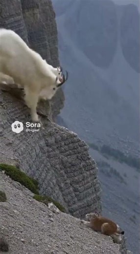 Mountain Goat Saves Its Baby From a Sneaking Lynx 🐐⚡️#wildlife #goat #lynx #animals #nature