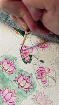 How to paint a lotus flower in an Asian style with watercolors