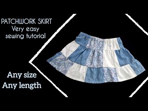 How to make a patchwork skirt / tiered ruffle skirt from fabric scraps ? Of any size & any length !