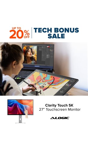 Interact with your art like never before. 🤚 Pinch, zoom, and rotate your canvas on a stunning 5K Touchscreen Monitor. ✅ Stand: Fully adjustable pro base. ✅ Design: Built for high-end creators. ✅ High-end Photo Retouching ✅ USB-C: Single cable visual/power. https://alogic.co/products/clarity-5k-touch-uhd-monitor-with-usb-c-power-delivery-and-touch-screen | ALOGIC
