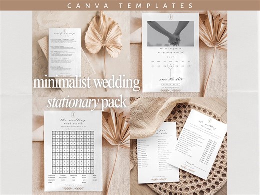 Minimalist Personalized Wedding Game Pack | Wedding Activity Set | Canva Template | Digital Download | Editable Guest Activity | - Etsy