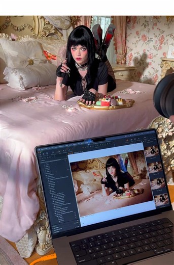 Behind the scenes of our Gothic Dollhouse shoot.