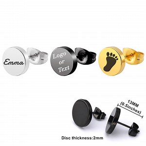 Personalized Earrings Custom Name Ear Studs Earrings Engrave Blank Stainless Steel Earrings Personalized Name Earrings With Free Gift Box - Etsy