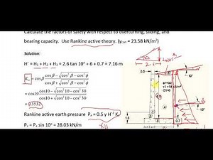 Retaining Walls 1 e_Example on retaining wall using Rankine's theory
