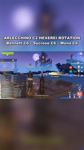 Arlecchino C2 Hexerei Rotation | Bennett Sucrose Mona | Genshin Impact