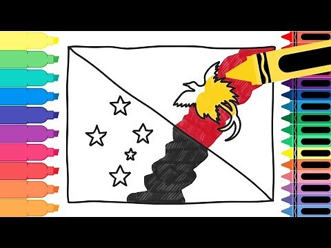 How to Draw Papua New Guinea Flag - Drawing the Papua New Guinean Flag Coloring Pages Tanimated Toys