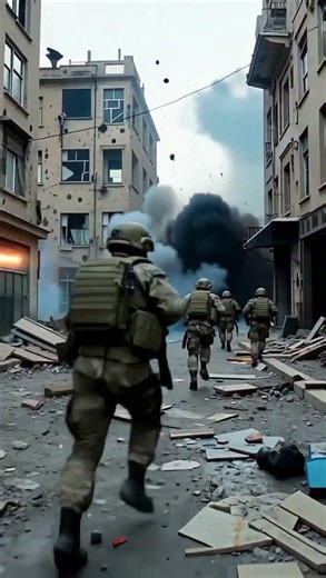 Cinematic war footage modern battlefield at dawn