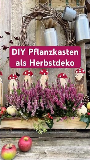 Natürliche Herbstdeko - DIY Blumenkasten aus alter Palette mit Heide gepflanzt 🪻🍄