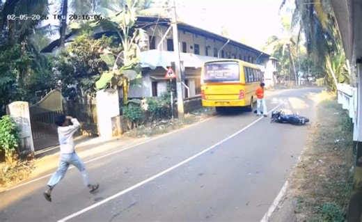 Student Escapes Death As Bus Stops Inches Away From Head In Kerala