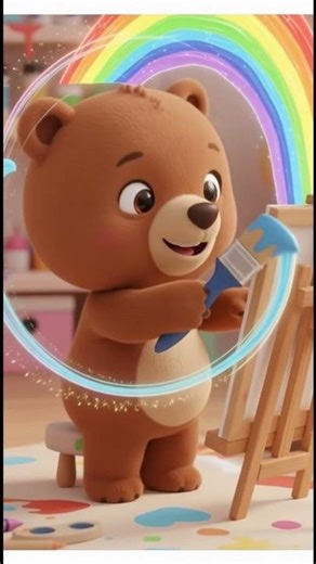 Little Bear Paints a Rainbow 🎨🌈 #cutebearvideos #cute #shortstory