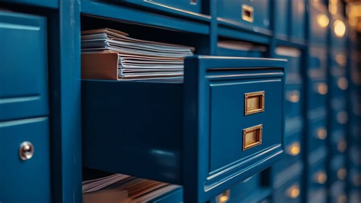 Blue File Cabinet with Documents | Vídeo de stock Premium