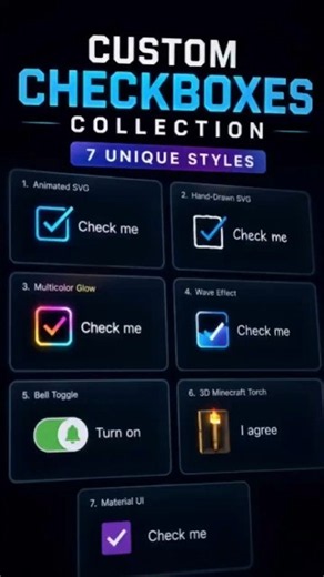 I Built 7 INSANE Custom Checkboxes with HTML, CSS & JavaScript 🤯🔥 #chatgpt #webdevelopment #checkbox