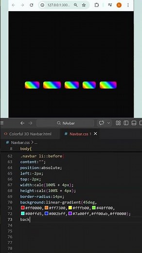 Colorful Gradient Navbar 🌈 HTML CSS JavaScript | Animated 3D Hover Menu UI