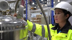 A Factory Engineer Checking Liquid Helium Levels in Storage Tanks, Ensuring Safety Compliance and Recording Usage for Machinery Operations in the Facility